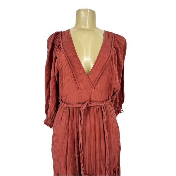 Free People XS Women I Need To Know Dress V-neck Boho Cotton Flare U1 - Picture 3 of 8